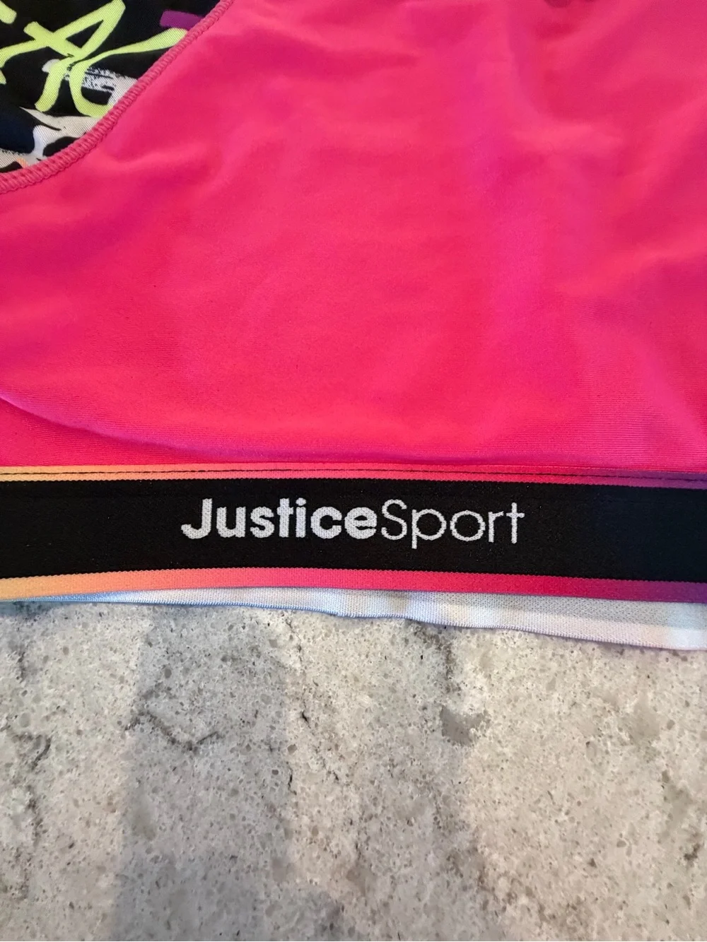 Justice Sport Girls Long Sleeve Cropped Swim Rash Guard / Active Top L